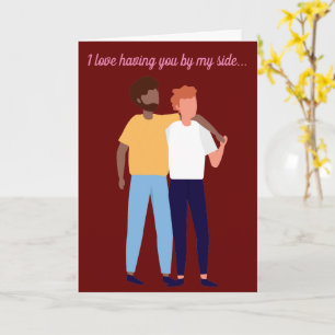 Carte Couple gay interracial Joyuse Saint-Valentin LGBTQ
