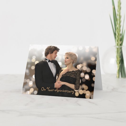 Carte Couple Glamour avec Bokeh Scintillant (Devant)