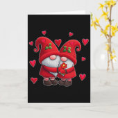 Carte Couple Gnomes Saint-Valentin Cœurs Costume Gnome (Fleur jaune)