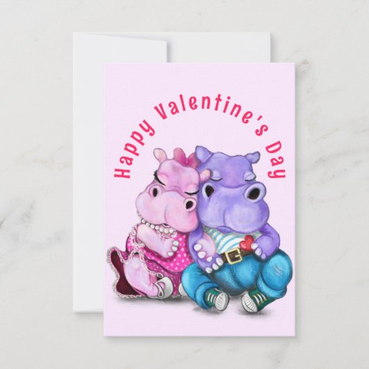 Carte Couple Hippo Love Valentine's Day Card - Drôle (Devant)