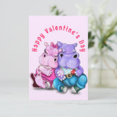 Carte Couple Hippo Love Valentine's Day Card - Drôle (Debout devant)