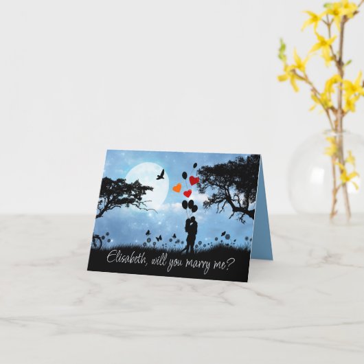 Carte Couple Kissing Romantique Voudriez-vous m'épouser  (Fleur jaune)