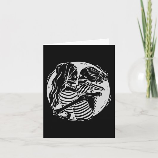 Carte Couple lesbien Fierté Lgbtq Squelettes S'embrassan (Devant)