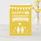 Carte Couple lesbien | Joyeux anniversaire (Fleur jaune)