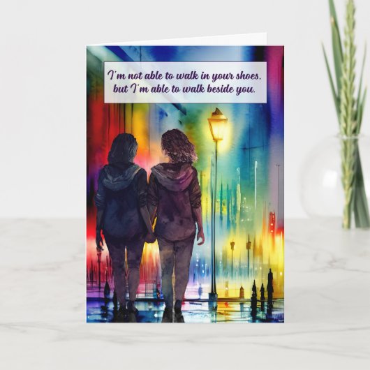 Carte Couple Lesbienne Marcher À Côté De Vous Gay Rainbo (Devant)