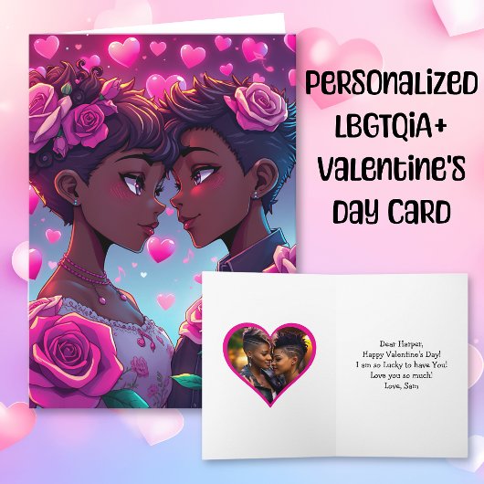 Carte Couple LGBT Anime Saint-Valentin Personnalisé