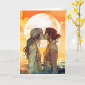 Carte Couple LGBTQ Valentine Anniversaire (Fleur jaune)