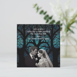 Carte Couple mariage en papier sur arbre bleu de vie
