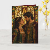 Carte couple médiéval anniversaire valentin (Fleur jaune)