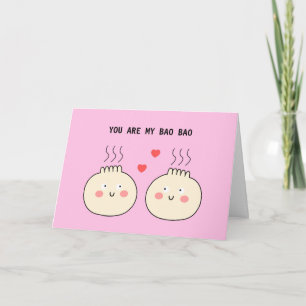 Carte Couple mignon et affectueux de bao buns chinois je