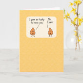 Carte Couple mignon et amusant d'ignames joyeux annivers (Fleur jaune)