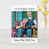 Carte Couple mignon sur Porch Swing Napping Anniversaire (Fleur jaune)