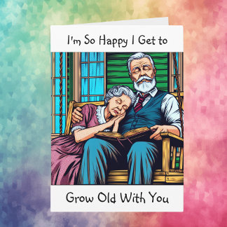 Carte Couple mignon sur Porch Swing Napping Anniversaire