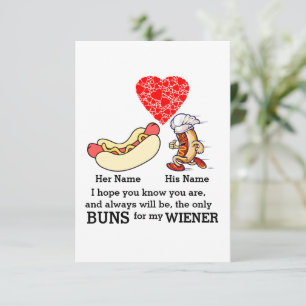 Carte Couple moderne amateurs de buns et de saucisses pe
