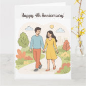 Carte Couple Modifiable Joyeux Anniversaire (Fleur jaune)
