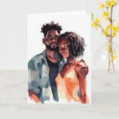Carte Couple Noir Saint Valentin (Fleur jaune)