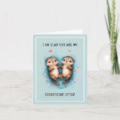 Carte Couple Otter Noir Mignonne Valentine (Devant)