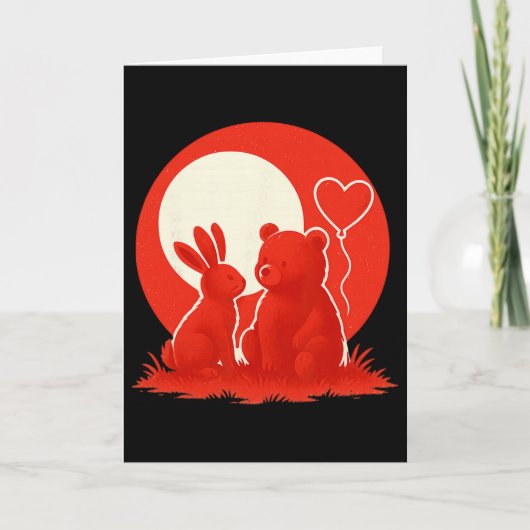 Carte Couple Ourson Lapin Mignon Saint-Valentin Amoureux (Devant)