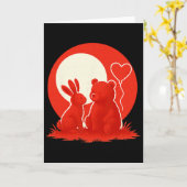 Carte Couple Ourson Lapin Mignon Saint-Valentin Amoureux (Fleur jaune)