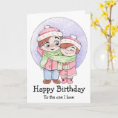 Carte Couple Partageant Un Anniversaire D'Écharpe (Fleur jaune)