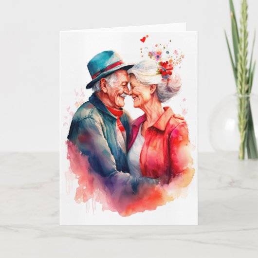 Carte Couple plus âgé amoureux de la Saint Valentin (Devant)