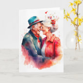 Carte Couple plus âgé amoureux de la Saint Valentin (Fleur jaune)