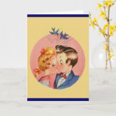 Carte Couple qui s'embrasse (Fleur jaune)
