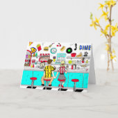 Carte Couple Rétro des Années Cinquante Anniversaire de  (Fleur jaune)