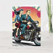 Carte Couple rétro mignon en moto Saint Valentin (Devant)