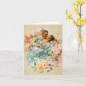 Carte Couple Romantique Ancien,Félicitations de Mariage (Fleur jaune)