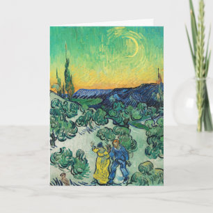Carte Couple romantique de Van Gogh marchant sous la lun