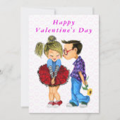 Carte Couple romantique mignonne Valentine's Day Card Dr (Devant)