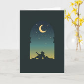 Carte Couple romantique sous la lune (Fleur jaune)