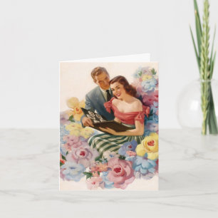 Carte Couple Romantique Vintage, Anniversaire