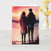 Carte Couple Saint Valentin (Fleur jaune)