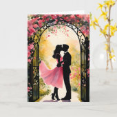 Carte Couple s'embrassant dans le jardin de la Saint-Val (Fleur jaune)