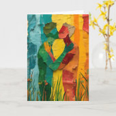 Carte Couple s'embrassant en forêt (Fleur jaune)