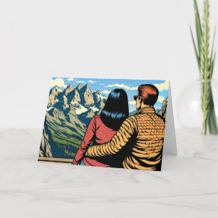 Carte Couple surplombant une vue panoramique pour un ann