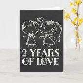 Carte Couple tableau noir 2e anniversaire de mariage (Fleur jaune)