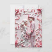 Carte Couple tenant la main rose romantique Saint-Valent (Devant)