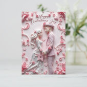 Carte Couple tenant la main rose romantique Saint-Valent (Debout devant)