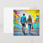 Carte Couple tenant les mains Urban Graffiti Art (Devant / Derrière)