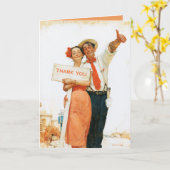 Carte Couple Vintage Merci (Fleur jaune)