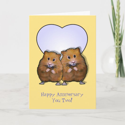 Carte Couples de hamster, anniversaire heureux ; Les (Devant)