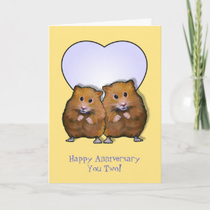 Carte Couples de hamster, anniversaire heureux ; Les