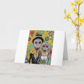 Carte couples de mariage de dIA DE LOS mUERTOS (Fleur jaune)