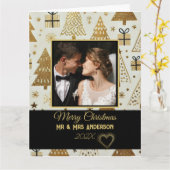 Carte Couples personnalisés Noir et Or modernes (Fleur jaune)