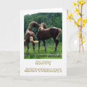 Carte Couples vifs d'anniversaire de chevaux (Fleur jaune)