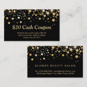 Carte Coupon Bright Black Gold Confetti (Devant / Derrière)
