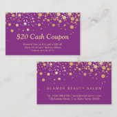 Carte Coupon Classy Purple Gold Dots (Devant / Derrière)
